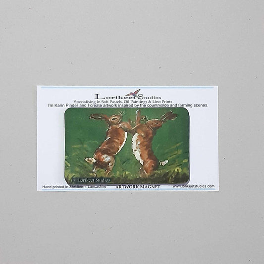 Boxing Hares Artwork Magnet