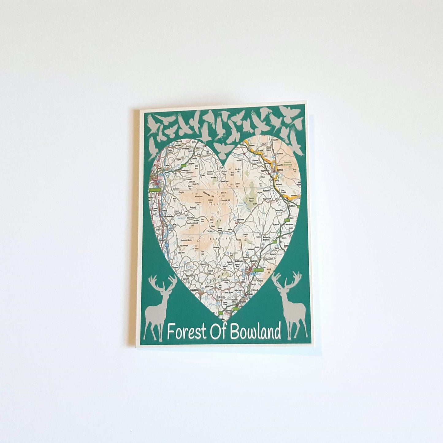 The Heart Of The Forest Of Bowland OS Map 5 x 7 Inch Greeting Card